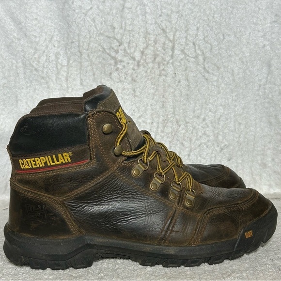 Caterpillar Mens Outline Leather Soft Toe ASTM F2892-17 Work Boots SZ US 10.5 - Picture 1 of 12